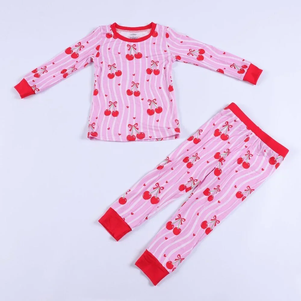 Cherry Hearts Bamboo Toddler Pajamas 2T | Cherry Print 2-Piece Set NWT
